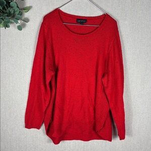 Lane Bryant > Vibrant Red Knit Crew Neck Sweater 22/24